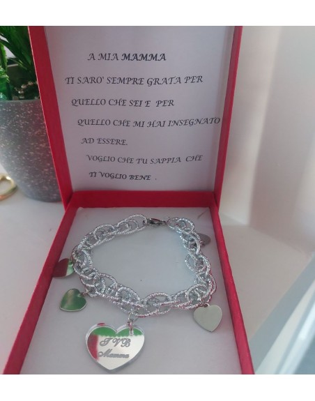 Scatola con dedica perdsonalizzata  e bracciale tvb mamma