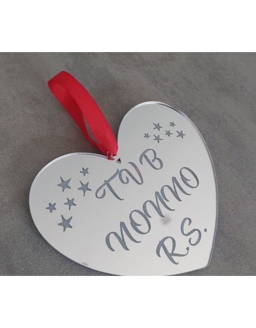 Sfera  forma cuore plex argento con incisione personalizzata