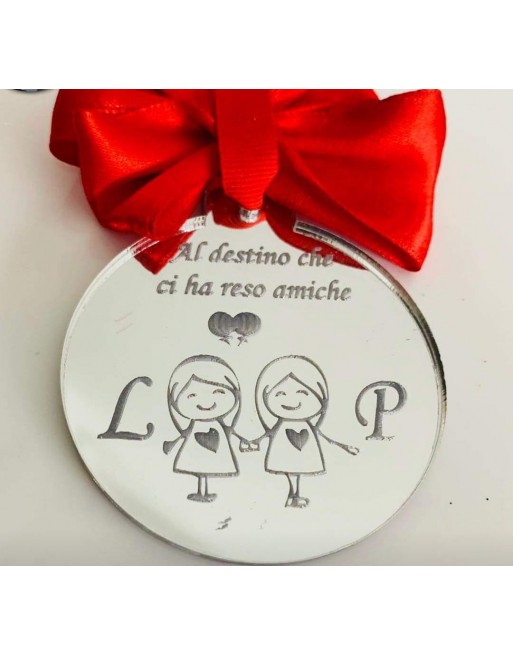 Sfera natalizia misura 5x5 cm  personalizzata tema sorelle