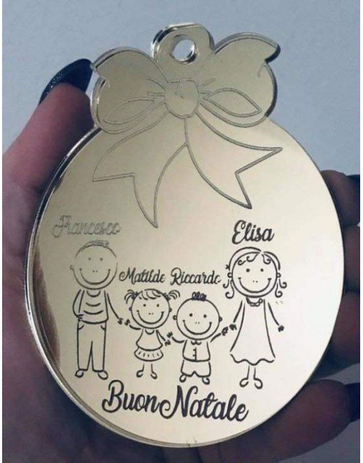 Sfera natalizia plex con family e nome