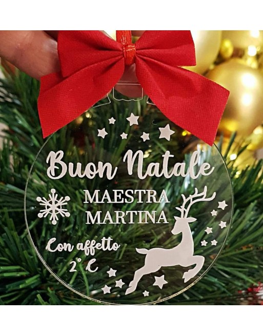Sfera plex misura 8  cm tema maestra personalizzabile anche con nome o logo