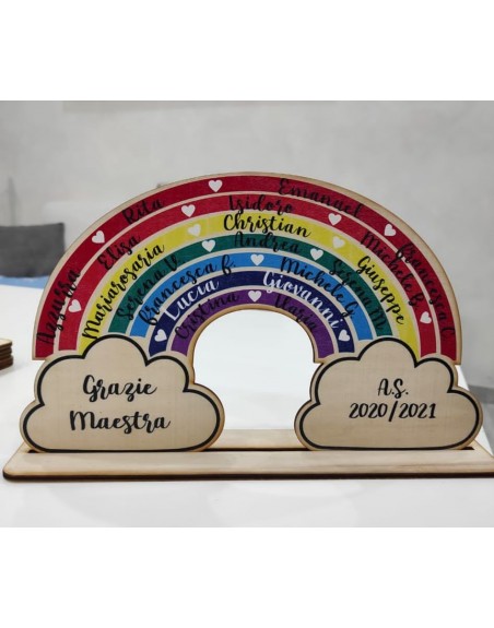 Targa forma di arcobaleno in legno naturale stampa uv