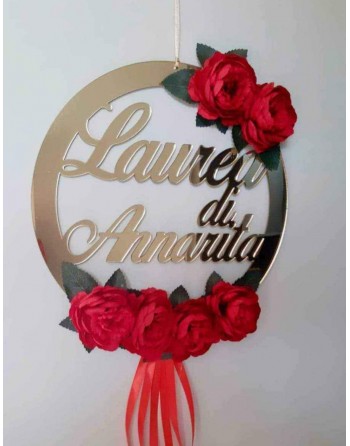 Targa parete per laurea personalizzata con fiori