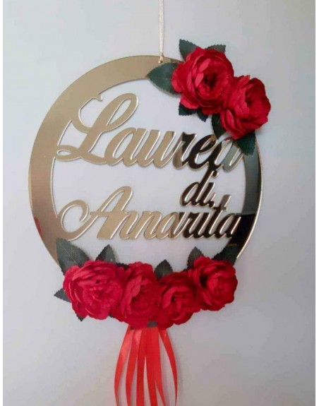 Targa parete per laurea personalizzata con fiori