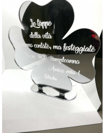 Targa plexiglass cm 20 forma quadrifoglio personalizzata