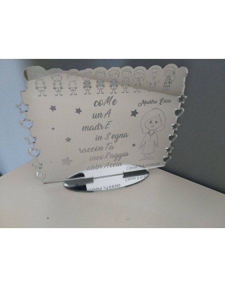Targa plexiglass con frase personalizzata tema maestre 20 cm