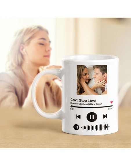 Tazza ceramica con foto e canzone preferita