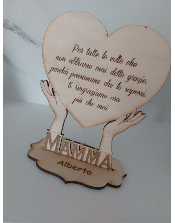 Traga legno con base cm 20 personalizzabile con nome
