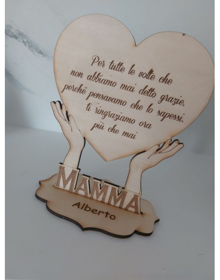 Traga legno con base cm 20 personalizzabile con nome