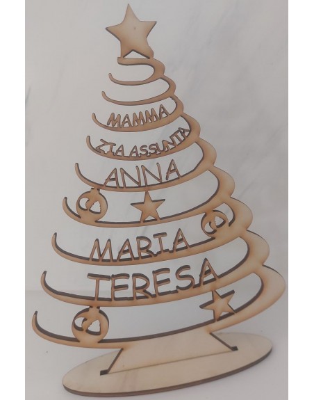 Alberello legno naturale con nomi  misura 20 cm