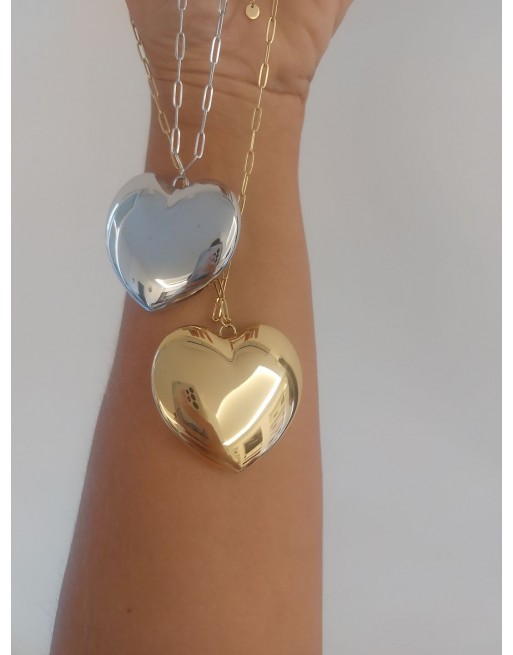Collana lunghezza 65 cm con cuore big 7 cm