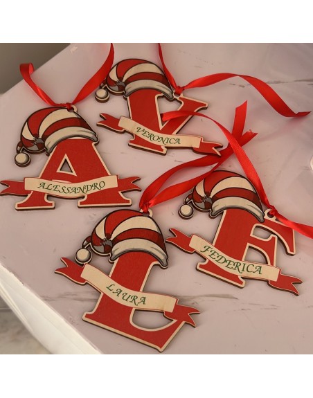 addobbo albero lettere in legno