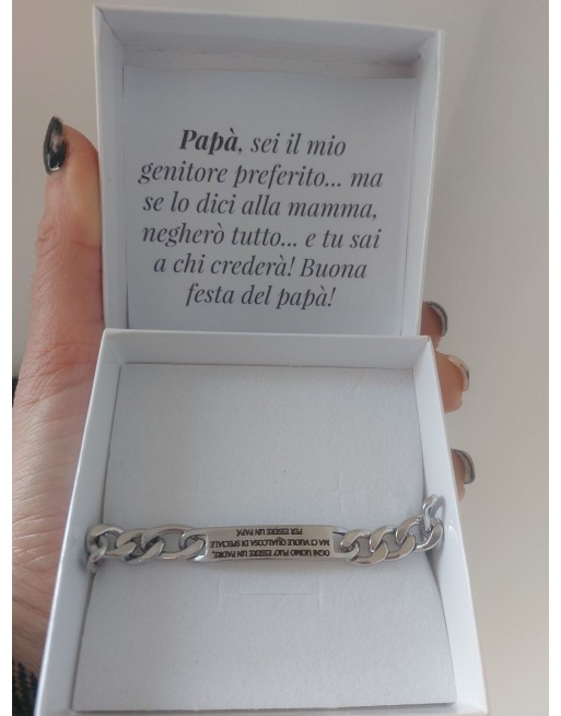 Scatola con frase personalizzata e bracciale con frase papa\'