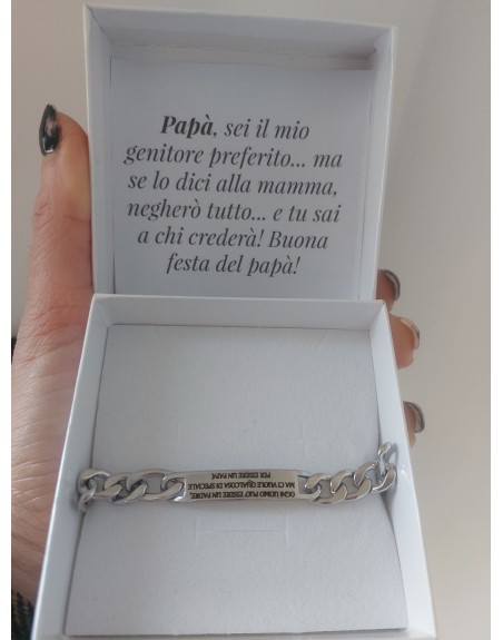 Scatola con frase personalizzata e bracciale con frase papa\'