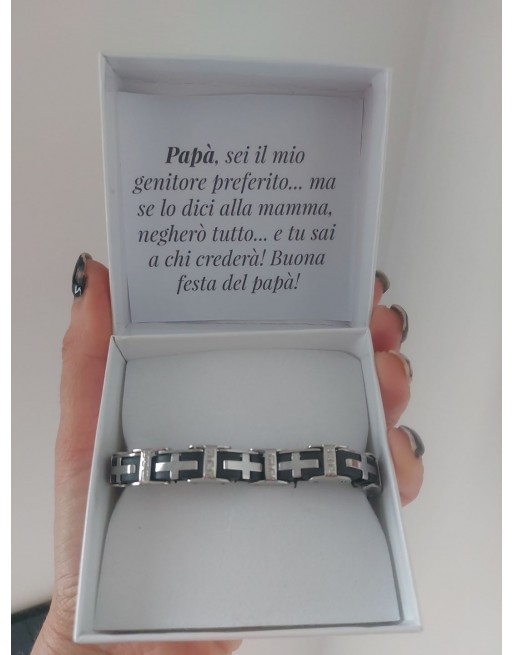 Scatola con frase personalizzata e bracciale acciaio inossidabile