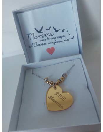 Scatola personalizzata con frase e collana con ciondolo mamma