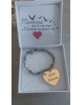Bracciale elastico realizzato a mano con ciondolo plex tvb mamma