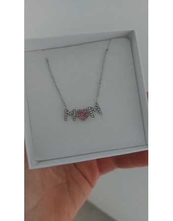 Collana scritta mom con strass