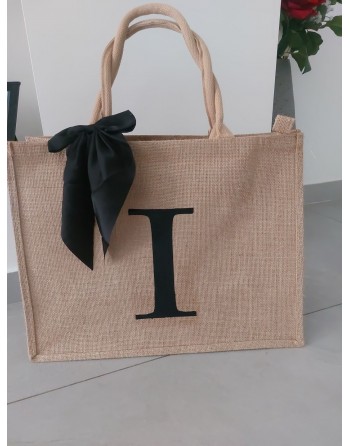 borsa misura 35x45 con iniziale e fiocco