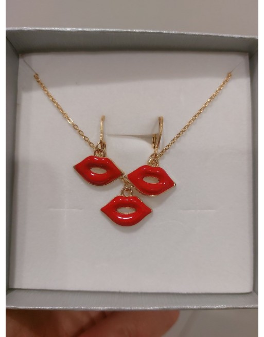 Parure orecchini con collana bocca
