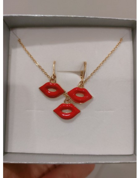 Parure orecchini con collana bocca