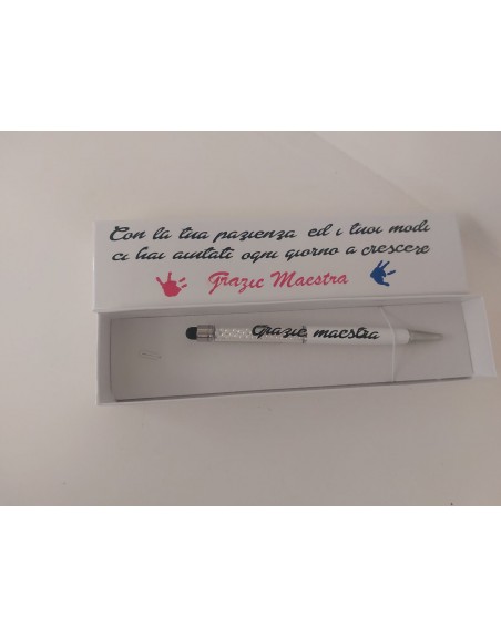 Scatola personalizzata  con frase e penna grazie maestra