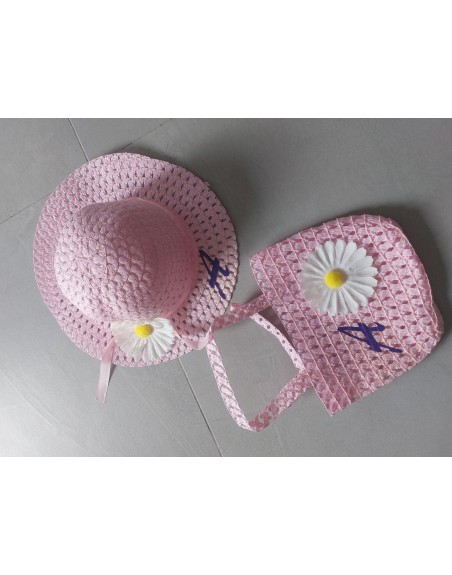 Set cappello  e borsa con nome o iniziale bimba  da 2 a 6 anni