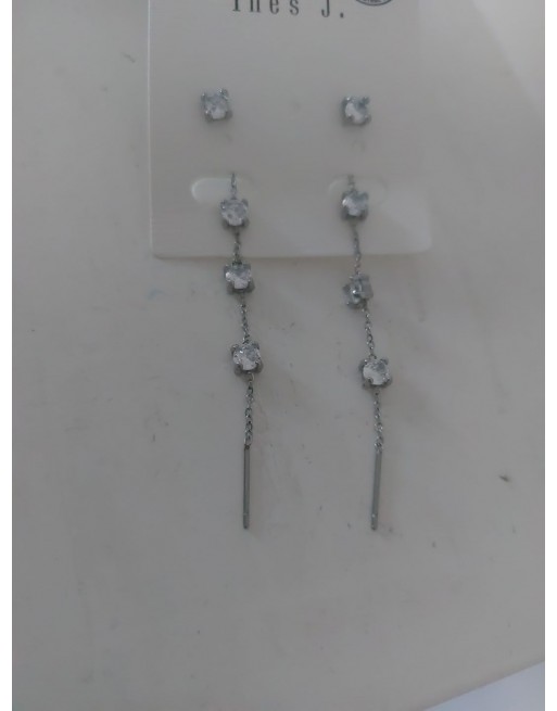 Orecchino lungo 6 cm con strass