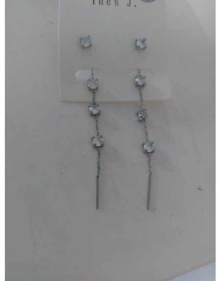Orecchino lungo 6 cm con strass