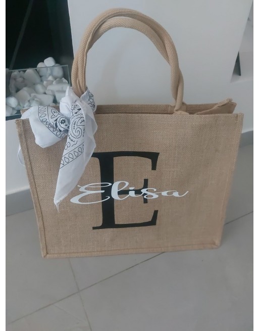 Borsa misura 32x43 con lettera e nome  con bandana