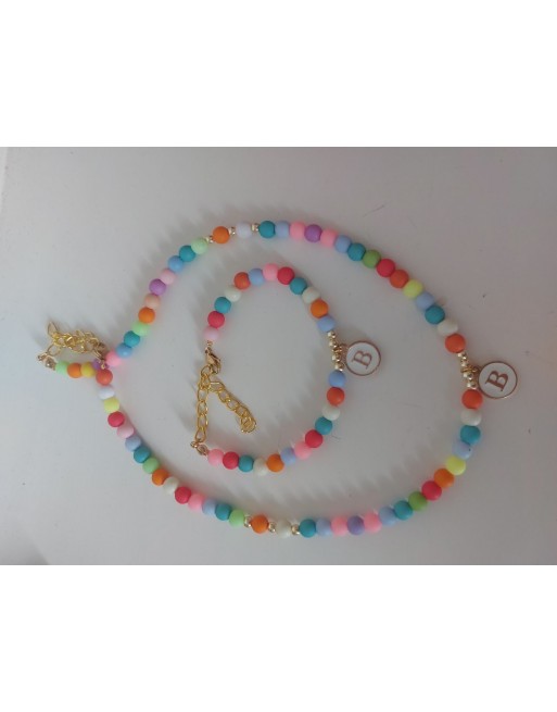 Set collana e bracciale  realizzato a mano con lettera