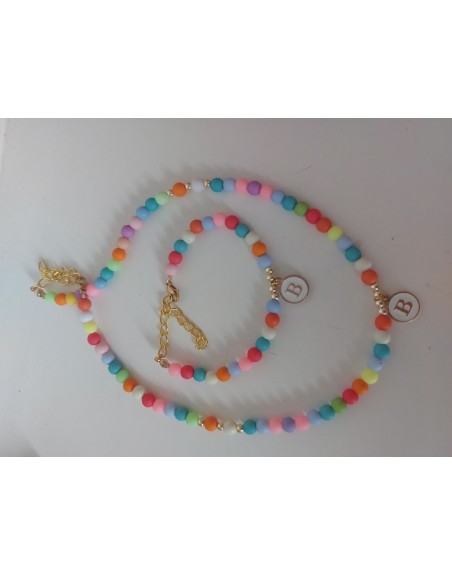 Set collana e bracciale  realizzato a mano con lettera