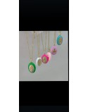 Collana acciaio con ciondolo colorato
