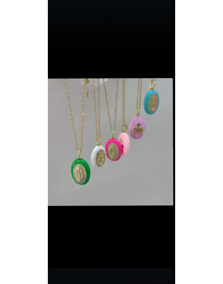Collana acciaio con ciondolo colorato
