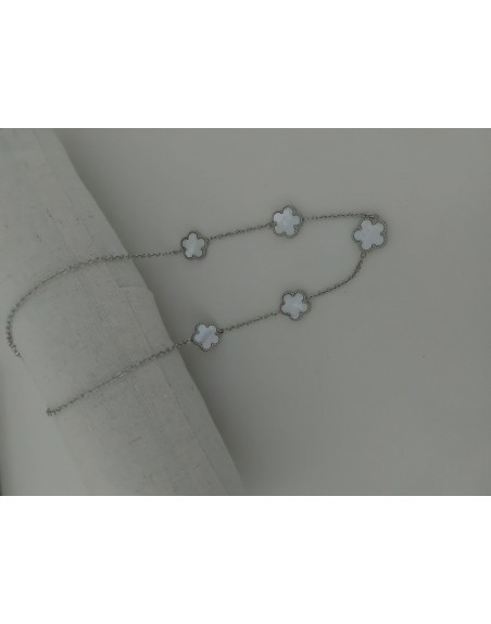 Collana acciaio con ciondolo fiore bianco