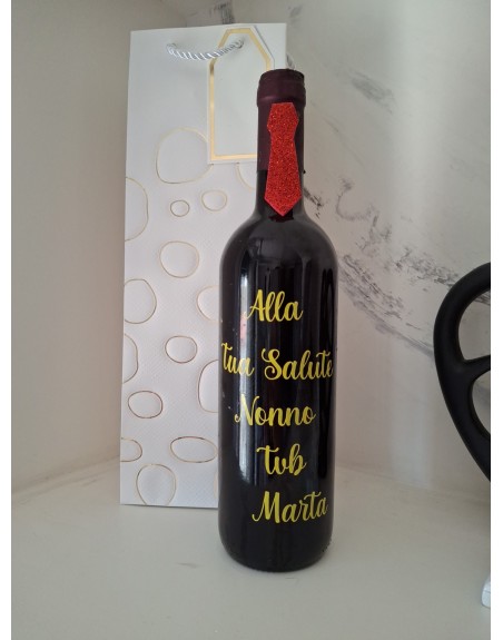 Bottiglia di vino cl75 con frase o foto  disponibile anche bianco