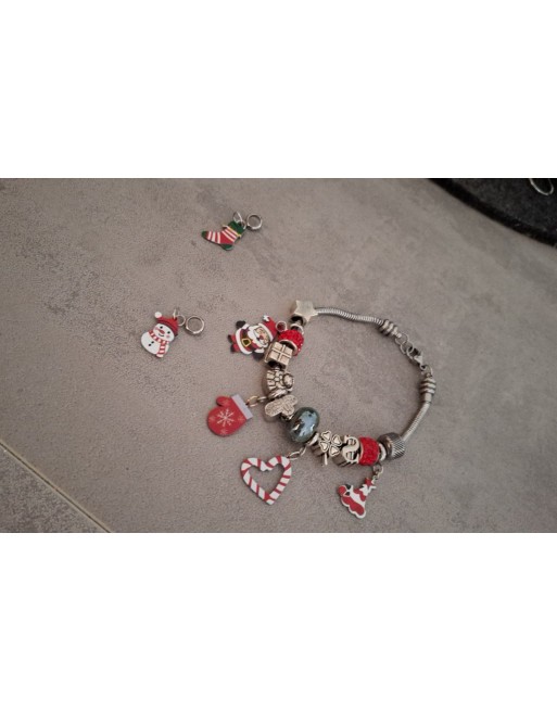 Bracciale modello pandora con charms  acciaio inossidabile