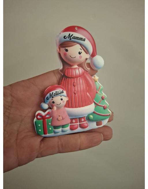 Palla natalizia tema mamma e figlia/o