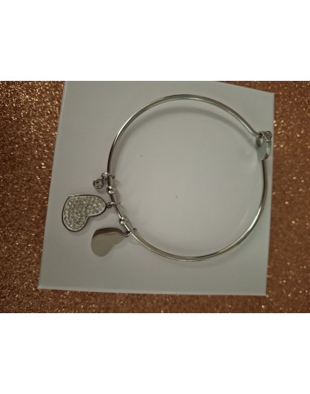 Bracciale rigido con cuore strass