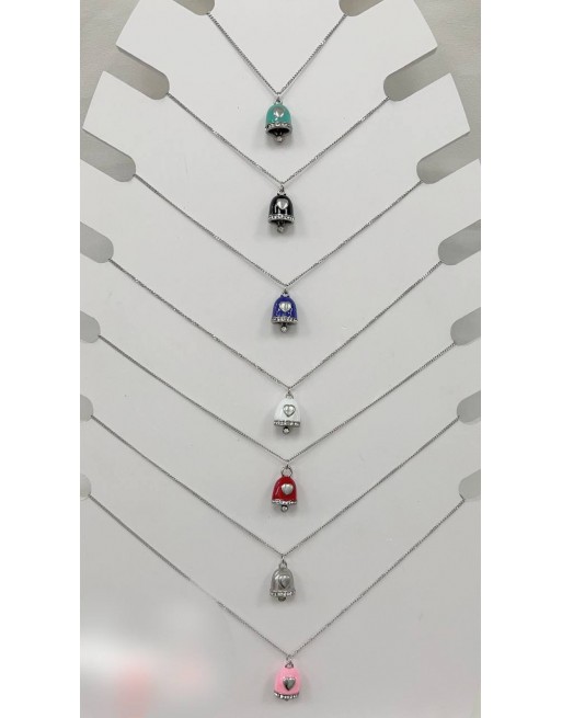 Collana acciaio con campanella vari colori