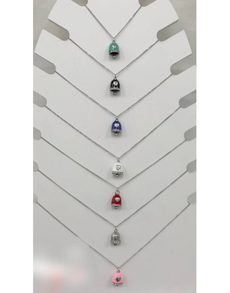 Collana acciaio con campanella vari colori