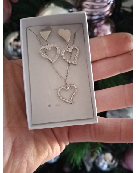 Parure orecchini con collana cuore
