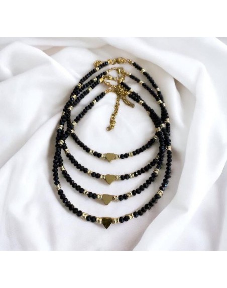 XCollana realizzata a mano con cuore acciaio oro