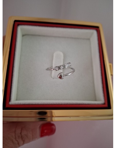 Scatola con rosa ed anello regolabile 3 punti luce e cuore