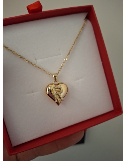 Collana cuore con lettera strass