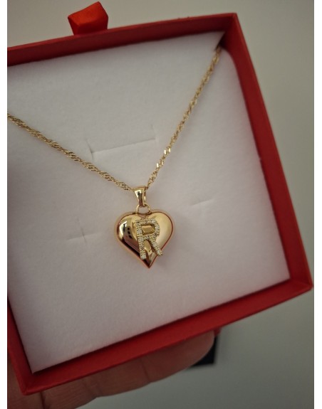 Collana cuore con lettera strass