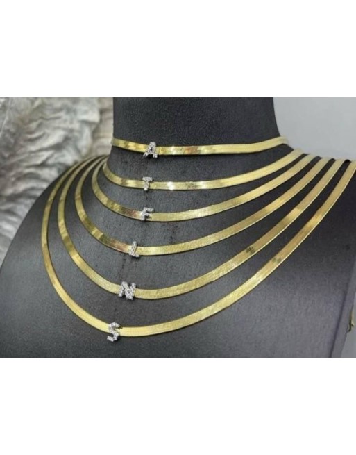 Collana snake con lettera strass
