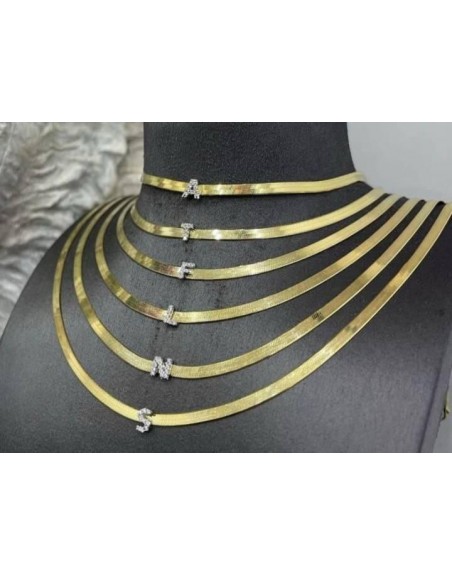 Collana snake con lettera strass