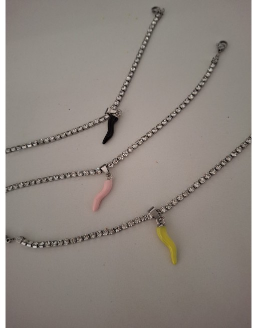 Bracciale tennis con cornetto colorato