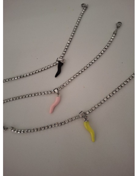 Bracciale tennis con cornetto colorato